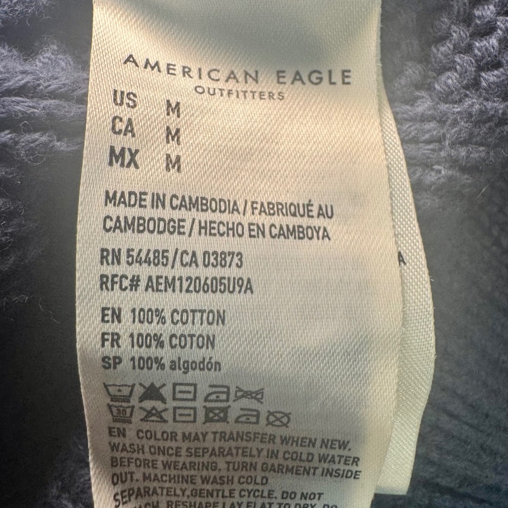 American Eagle Blue Acid Wash V-Neck Cotton Knit Relaxed Sweater Womens Medium - Picture 3 of 5